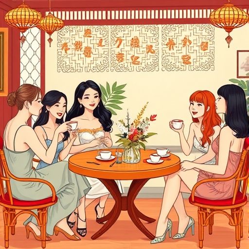 朋友们围桌喝茶笑声不断