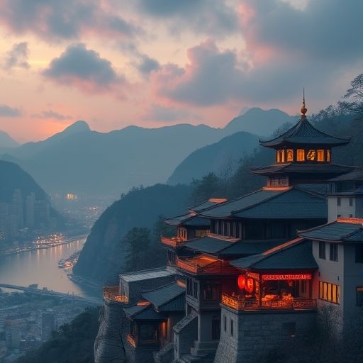 夜晚城市灯光勾勒出迷人轮廓