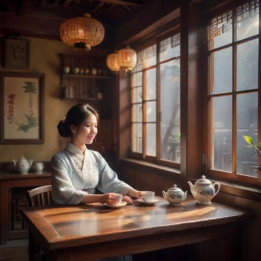 茶肆内的悠闲氛围