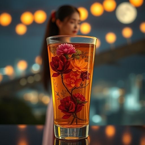 花茶在夜晚的唯美呈现