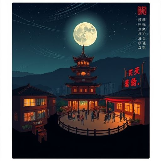 夜市里朋友们欢聚一堂其乐融融