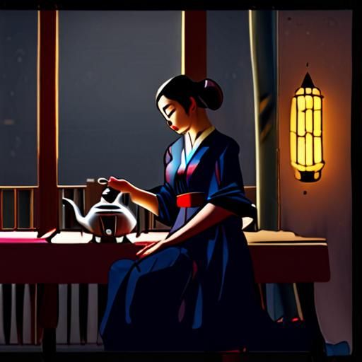 妹子泡茶的瞬间