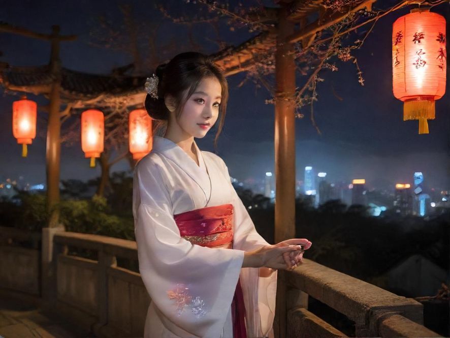 从高处俯瞰繁华都市的夜景，霓虹灯光璀璨，展现出城市夜晚的活力与诱惑。