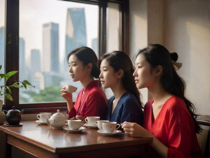 深圳龙岗品茶场景，窗边茶桌展现文艺氛围