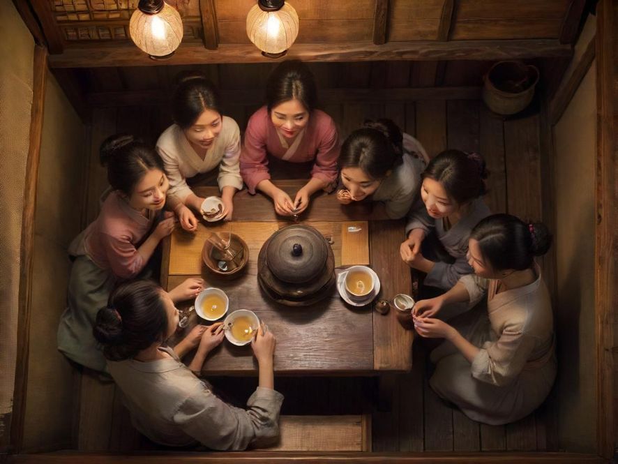 茶友聚会温馨场景