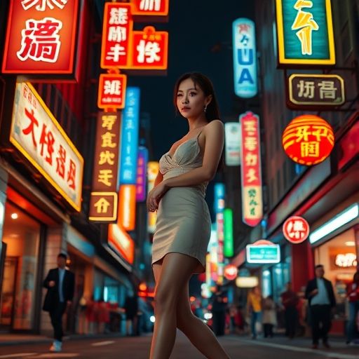 城市夜景霓虹闪烁