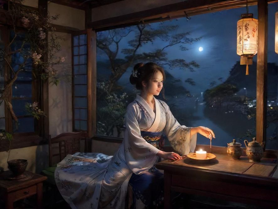 深圳高端茶室夜景，现代简约风格
