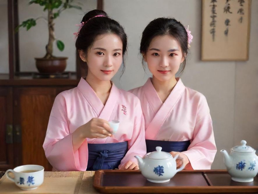 一位女士在北京胡同深处的茶馆里，享受着午后的宁静与茶香。