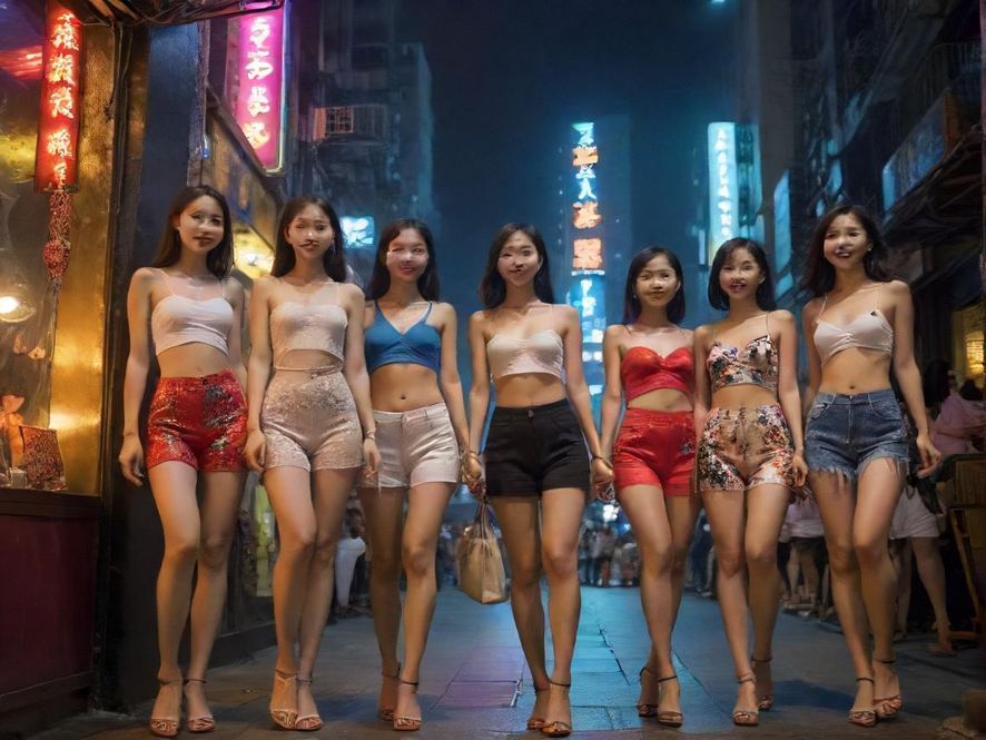 广州夜生活繁华街头夜景