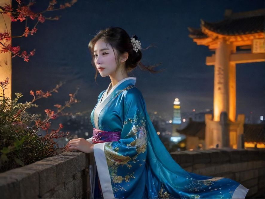 广州夜色下的休闲场所入口