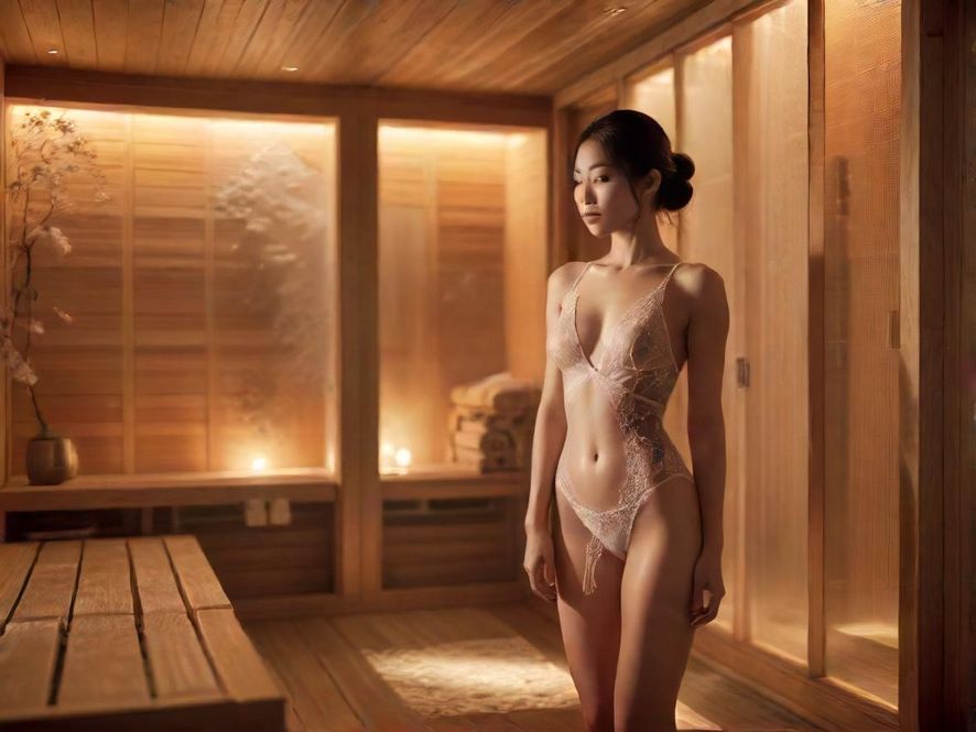 藏凤阁高端桑拿房，木质结构与柔和灯光营造出宁静放松的禅意氛围。