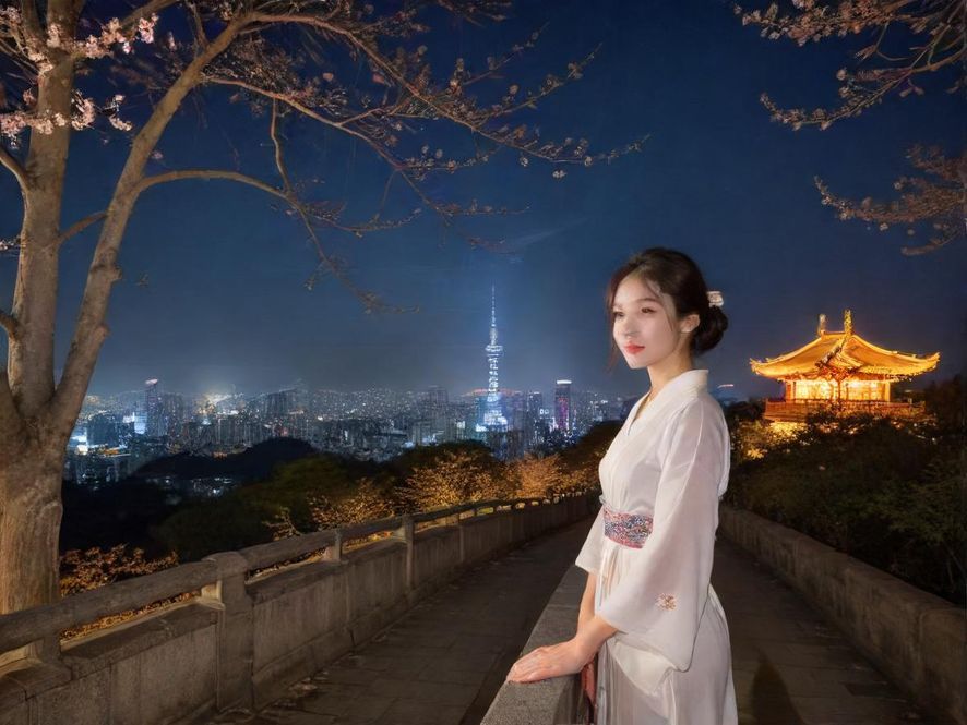 繁华都市的夜景，灯光璀璨，充满活力