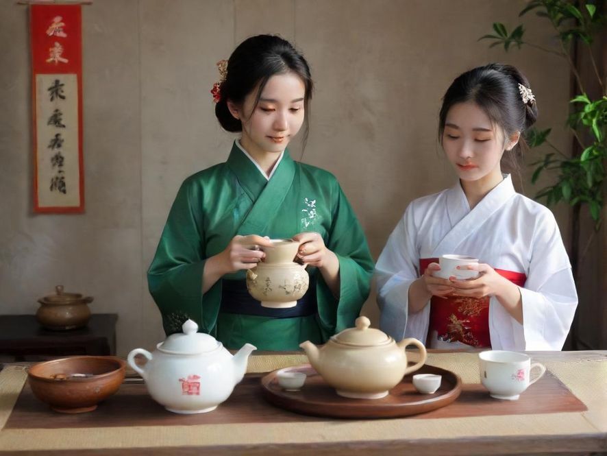 休闲会所内的精致茶具特写