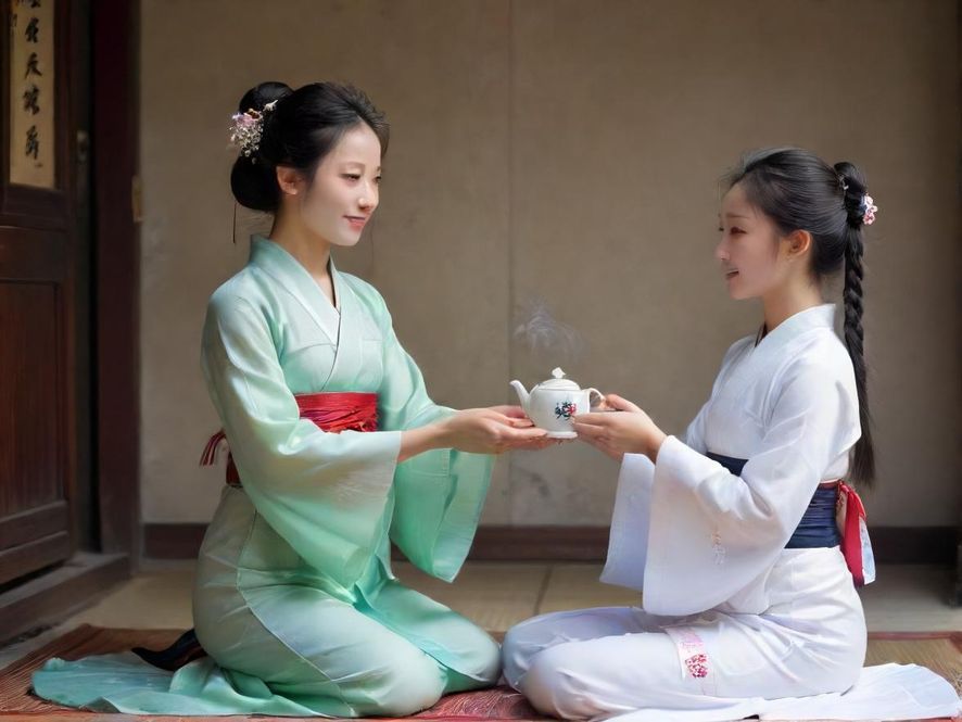 一间隐藏在都市里的雅致茶室，光线柔和，暗示着私密与放松