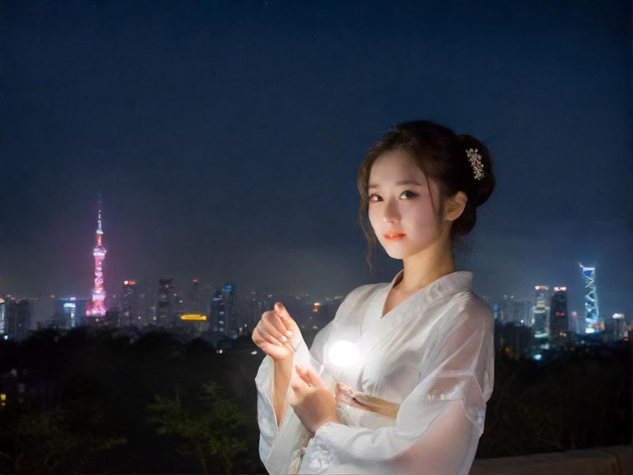 广州夜场璀璨灯光下的街景