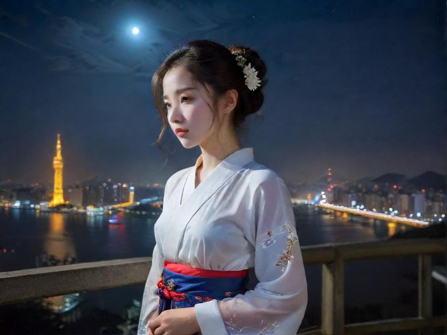 广州夜色下的街头景象