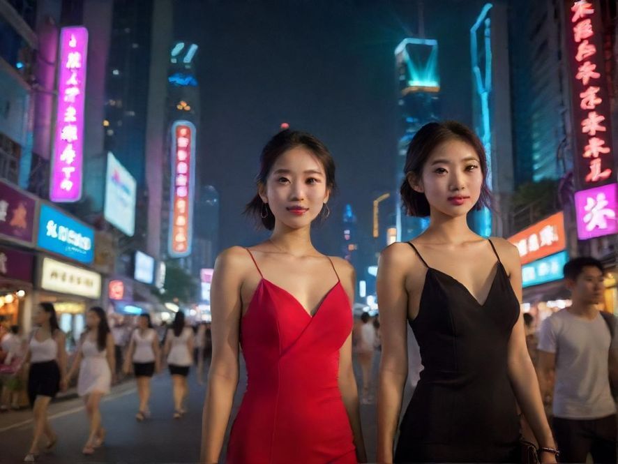 广州夜生活街头繁华景象