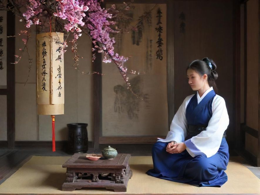 一个身着浴袍的背影坐在传统木质结构的桑拿房内，蒸汽缭绕，氛围宁静放松。