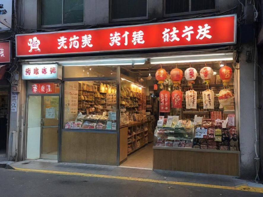 广州车陂老城区，一家充满复古风格的特色小店门口，街头视角下绿植点缀，与历史街区融为一体。